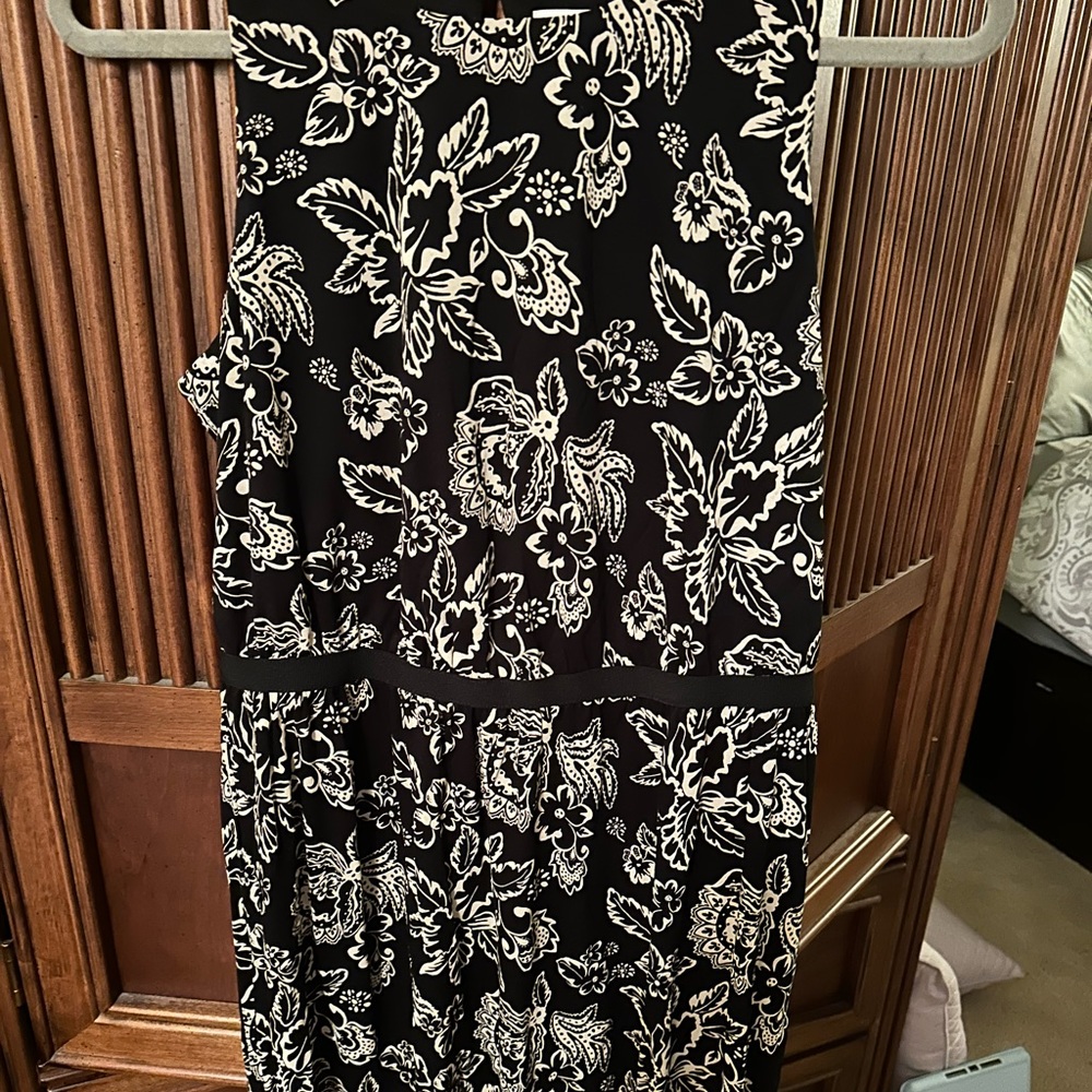 Loft dress with tan floral print, size medium